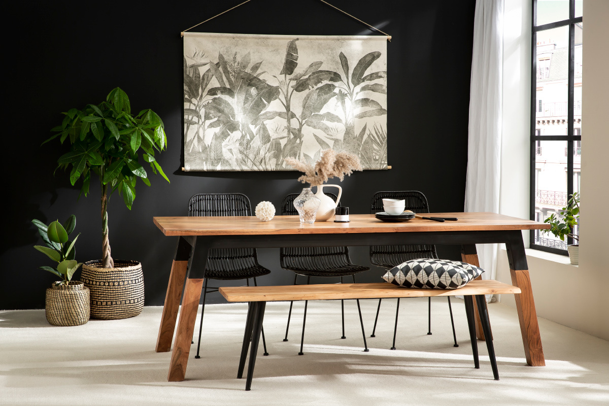 Kakemono vegetal blanco y negro 150נ100cm MACA