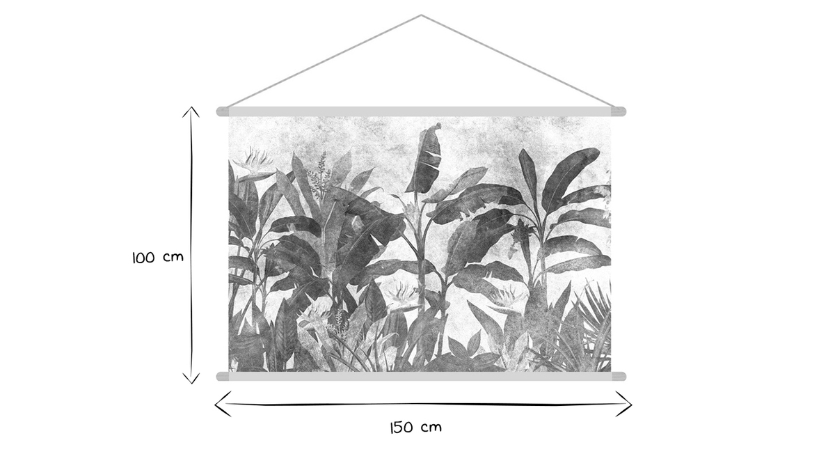 Kakemono vegetal blanco y negro 150נ100cm MACA