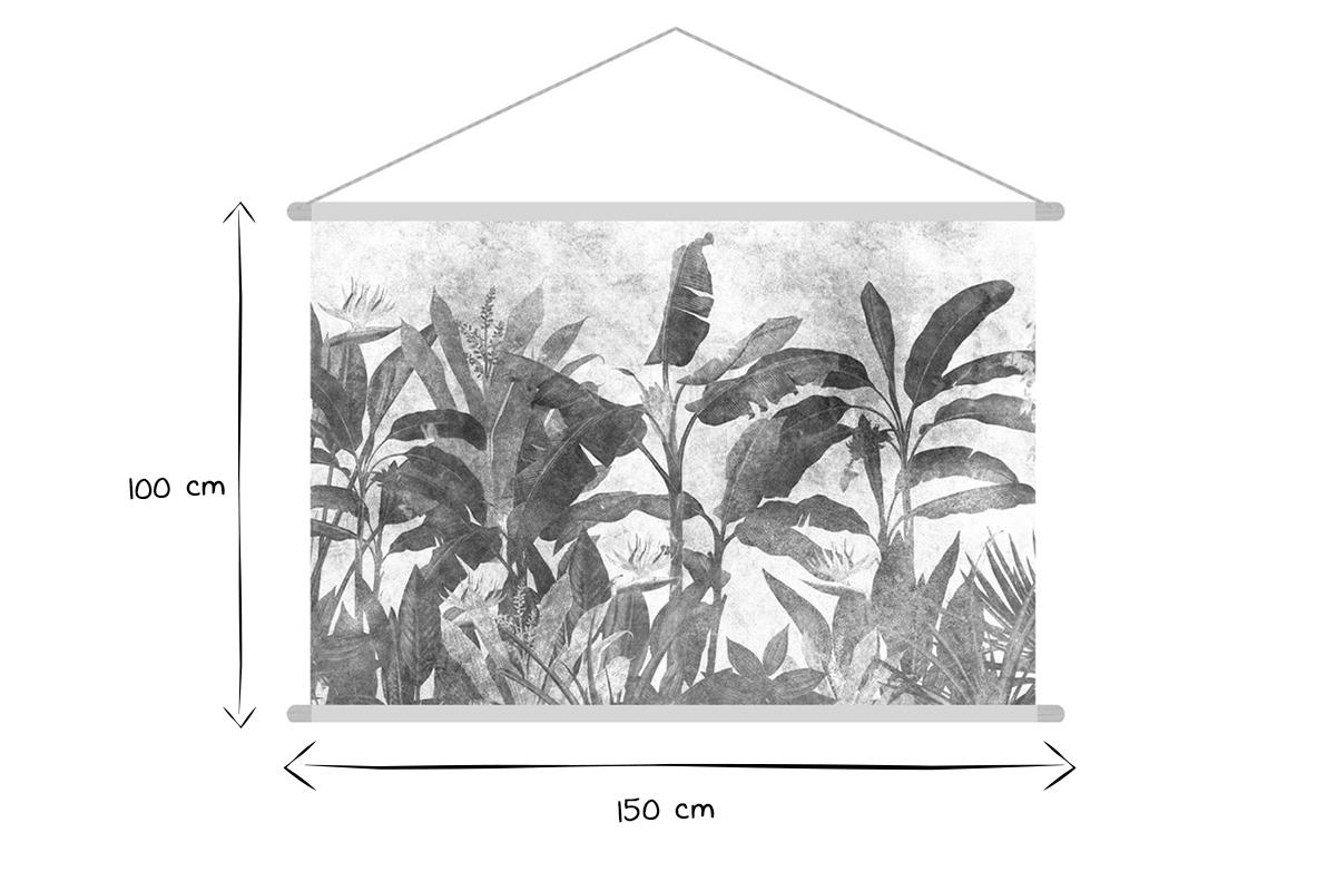 Kakemono vegetal blanco y negro 150נ100cm MACA