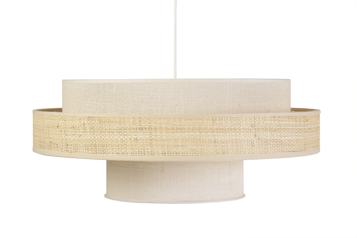 Lmpara colgante de yute blanco y ratn natural D50 WAKI