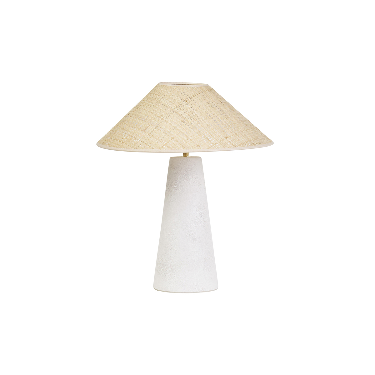 Lámpara de mesa blanca de cerámica con pantalla de mimbre H47 cm JUNI