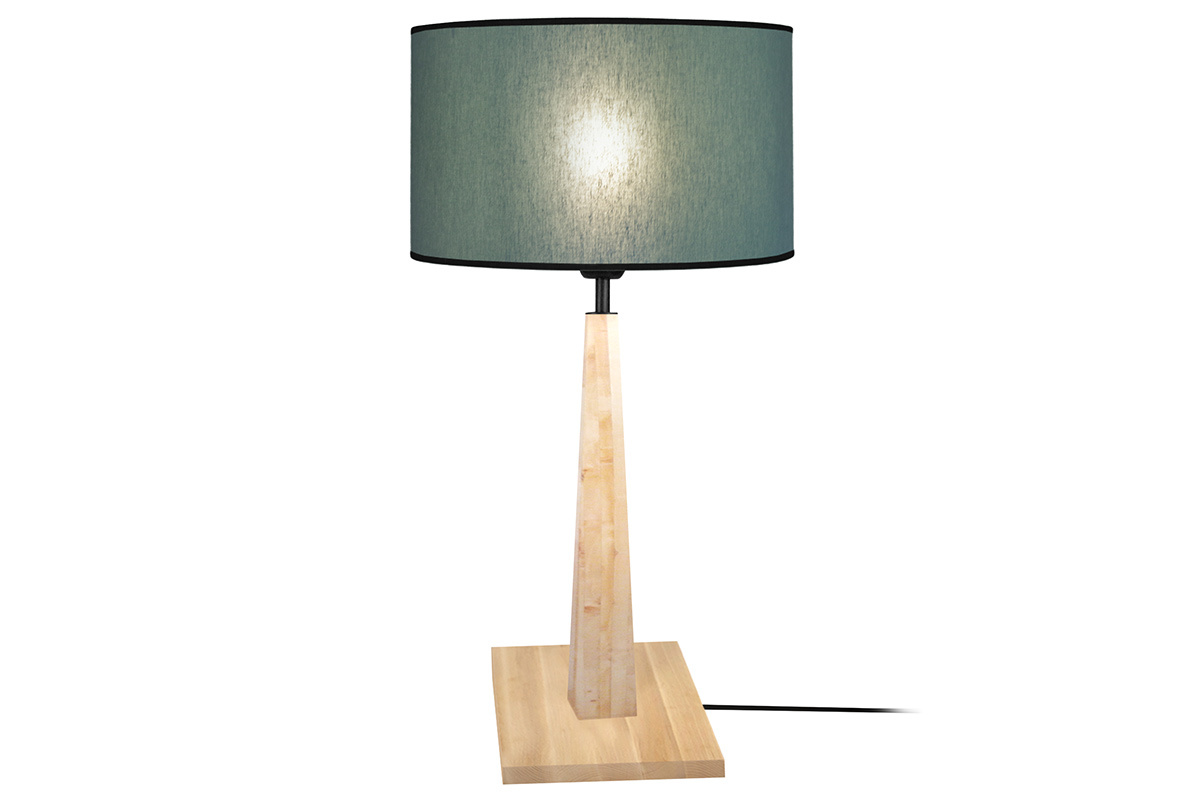 Lmpara de mesa color azul grisceo base madera NIDRA