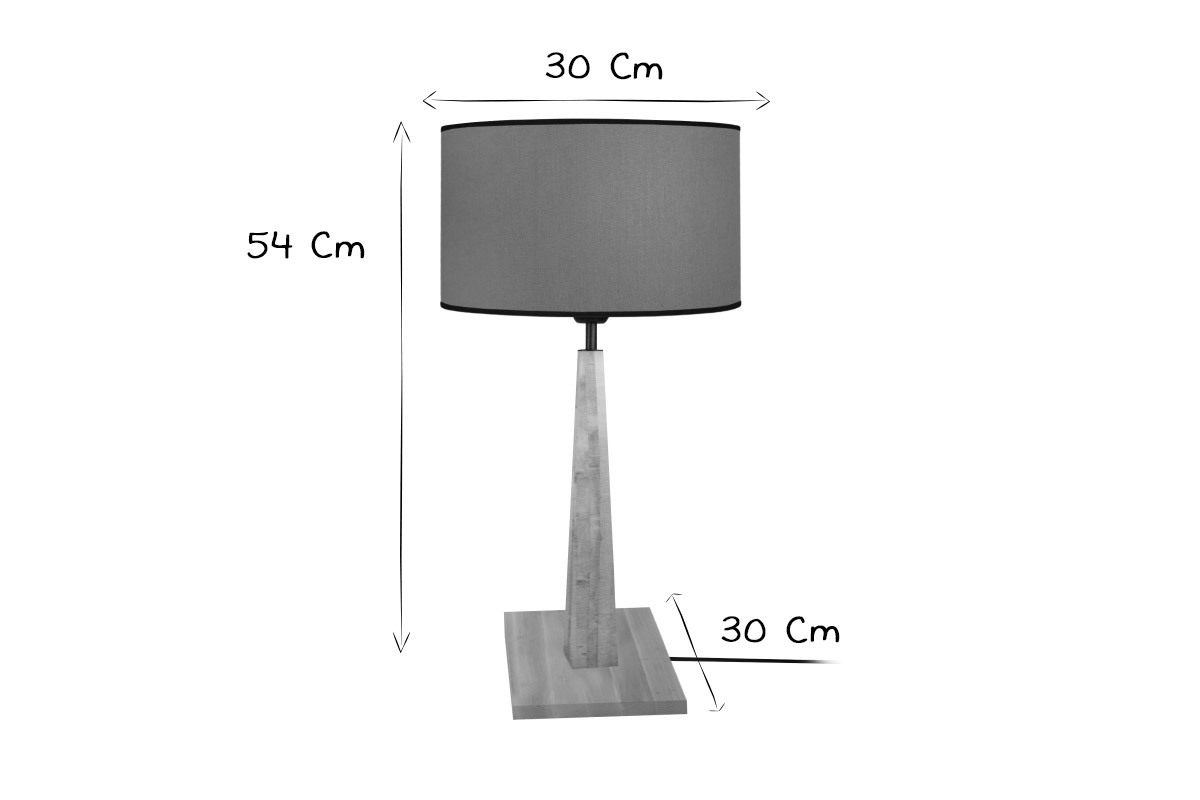 Lmpara de mesa color azul grisceo base madera NIDRA