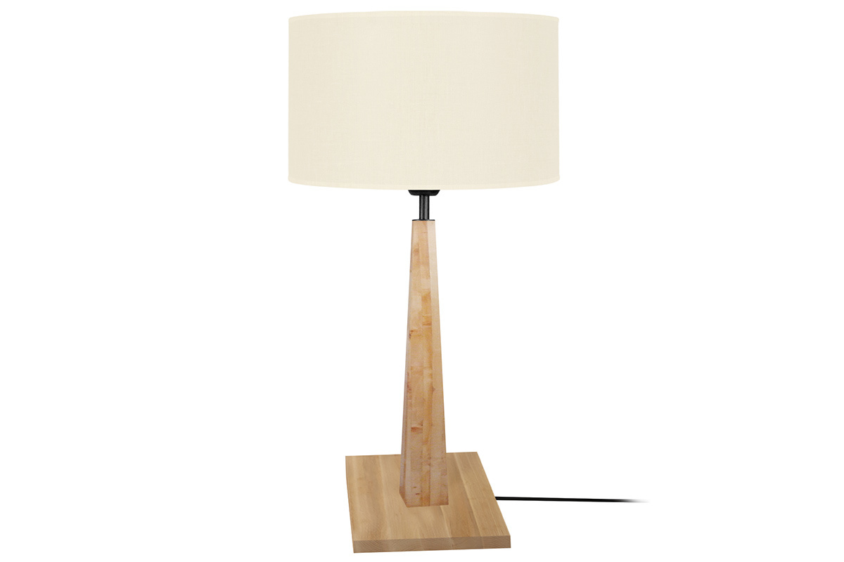 Lmpara de mesa color crudo base madera NIDRA