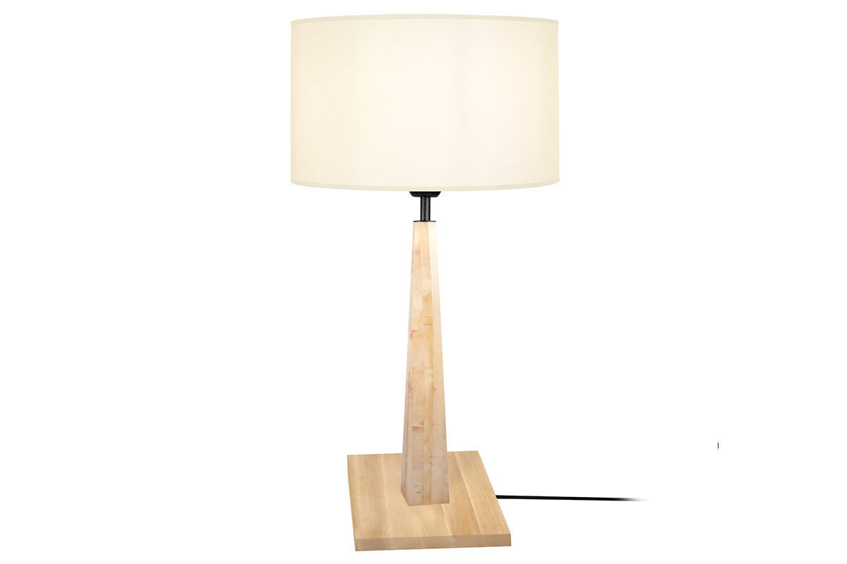Lmpara de mesa color crudo base madera NIDRA