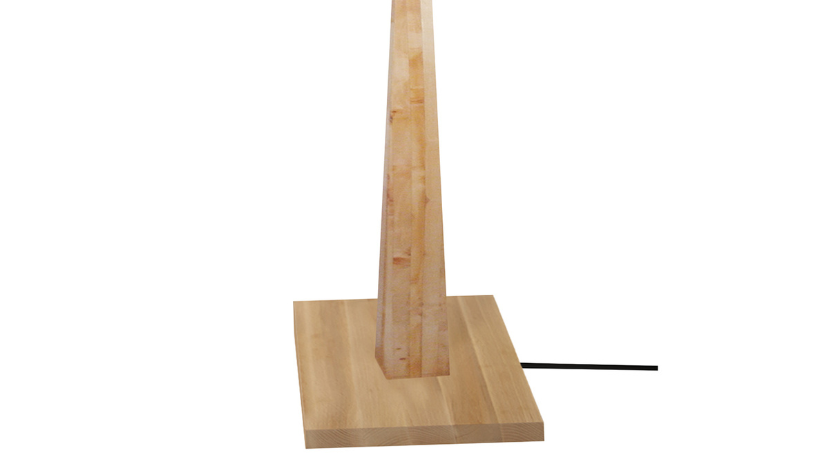 Lámpara de mesa color crudo base madera NIDRA