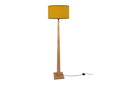 Lámpara de mesa color mostaza base madera NIDRA