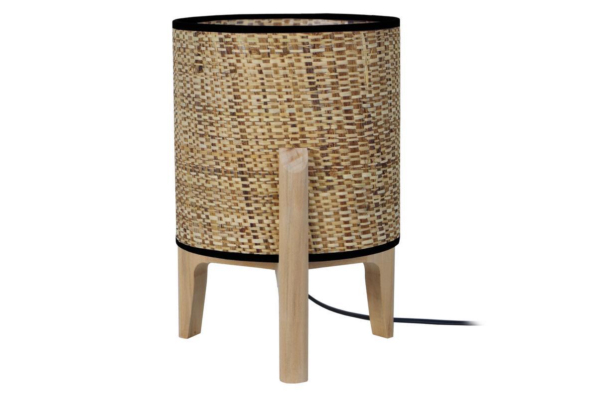 Lmpara de mesa con pantalla en yute y patas en madera A30 cm ALPHA