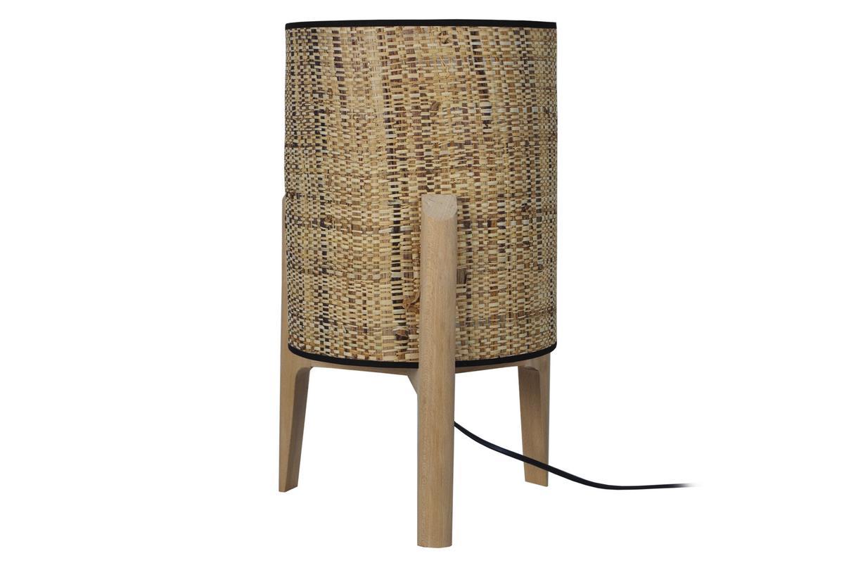Lmpara de mesa con pantalla en yute y patas madera A45 cm ALPHA