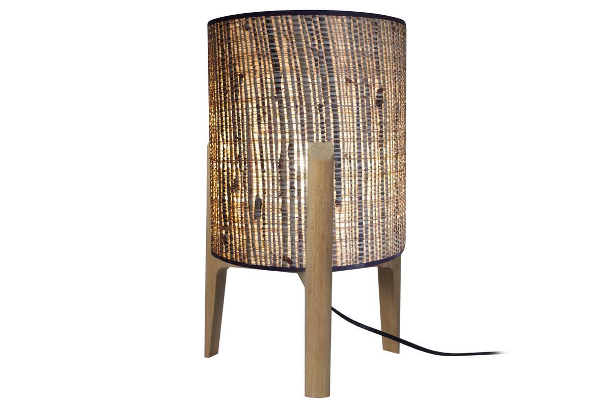 Lmpara de mesa con pantalla en yute y patas madera A45 cm ALPHA