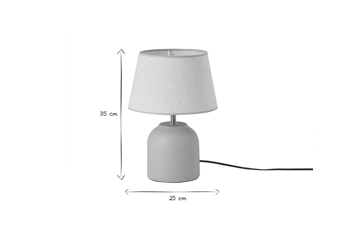 Lámpara de mesa de cerámica color topo mate con pantalla de lino 35 cm SIM