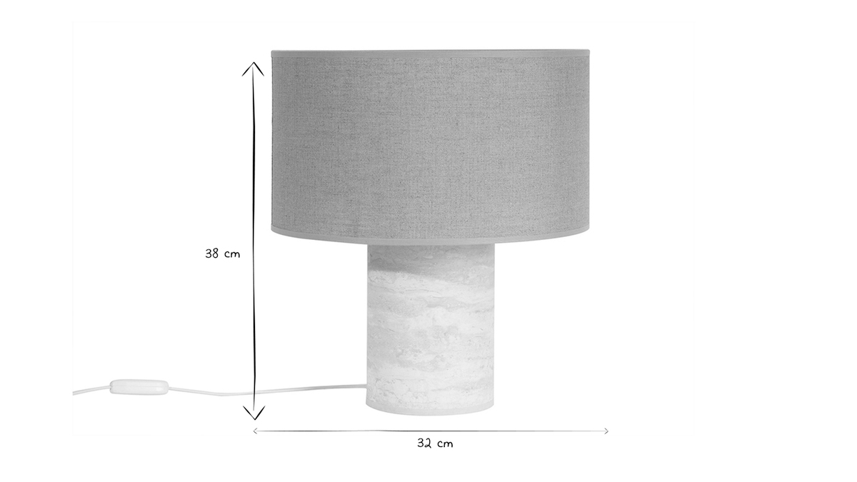 Lmpara de mesa de diseo efecto travertino con pantalla de lino 37 cm SEMA