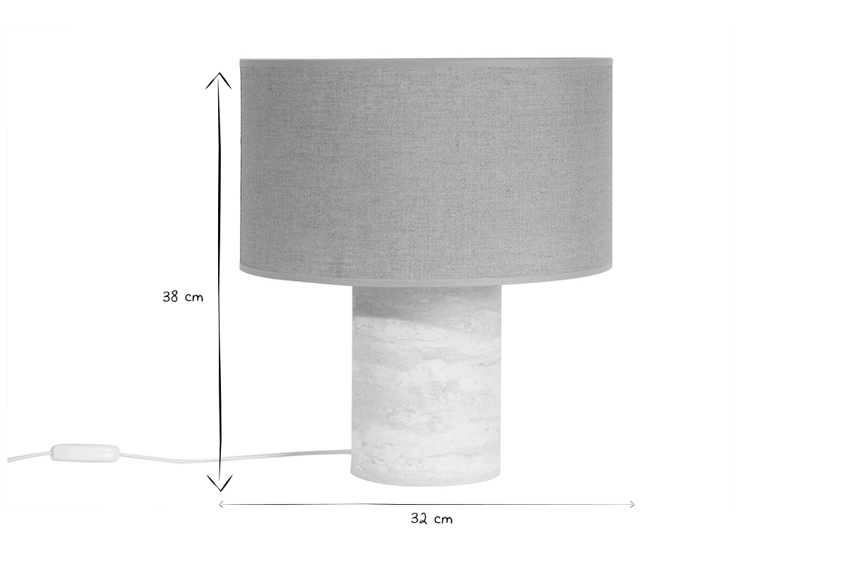 Lmpara de mesa de diseo efecto travertino con pantalla de lino 37 cm SEMA