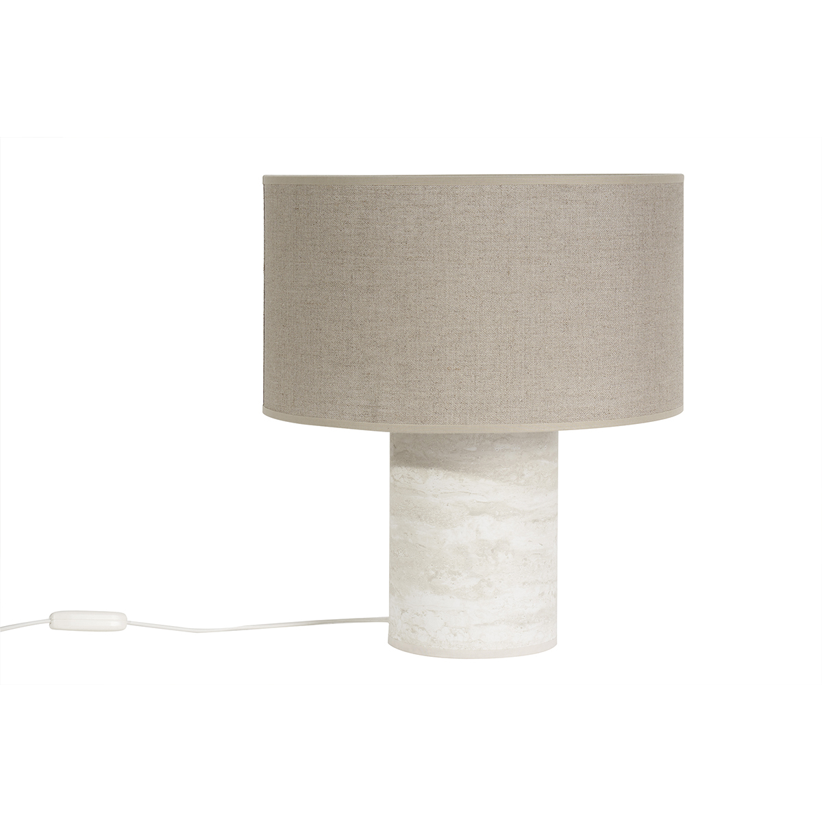 Lámpara de mesa de diseño efecto travertino con pantalla de lino 37 cm SEMA