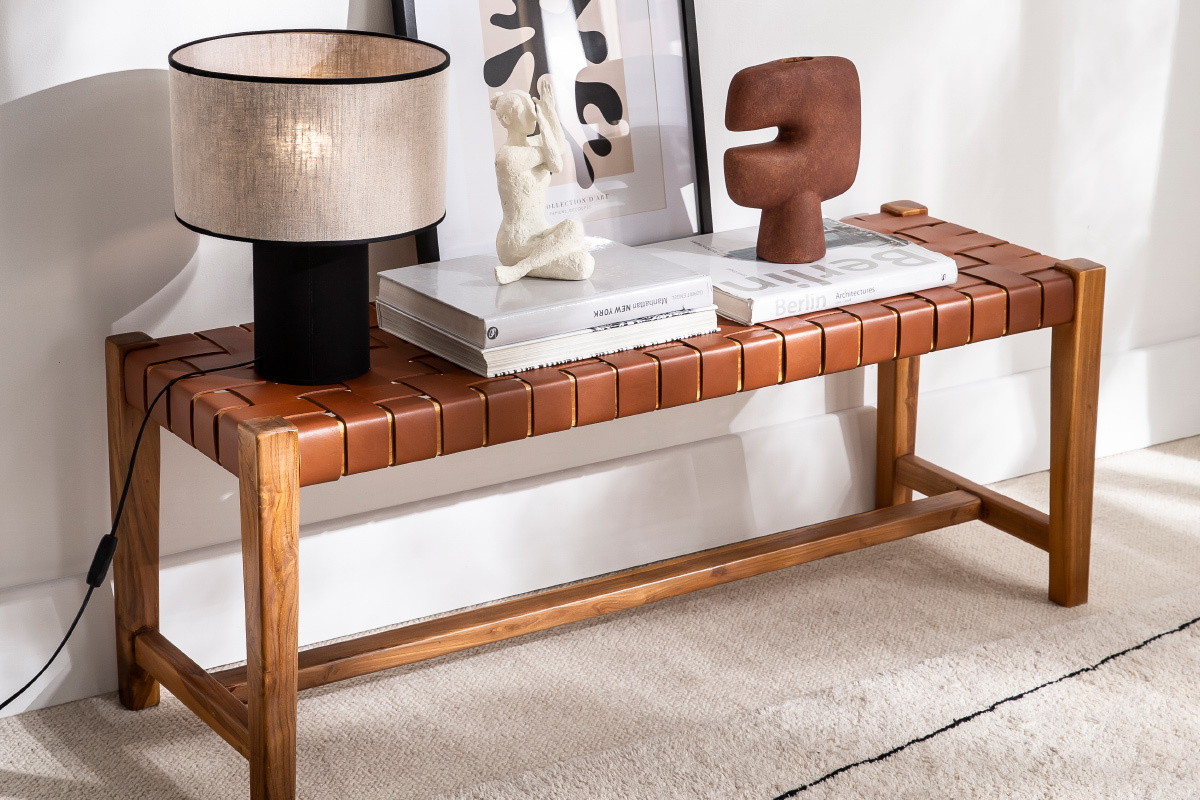 Lmpara de mesa de doble material lino y algodn negro SLOT