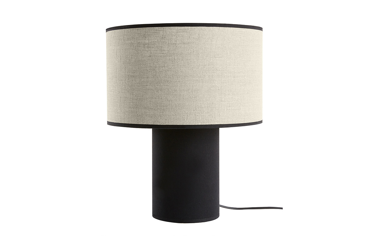 Lmpara de mesa de doble material lino y algodn negro SLOT