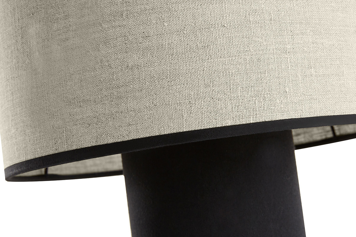 Lmpara de mesa de doble material lino y algodn negro SLOT