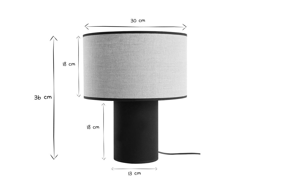 Lmpara de mesa de doble material lino y algodn negro SLOT
