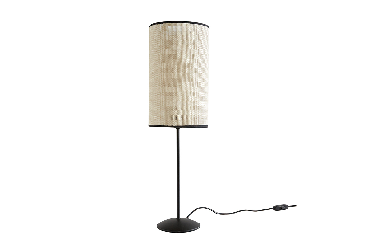 Lmpara de mesa de papel tejido y metal negro ZETA