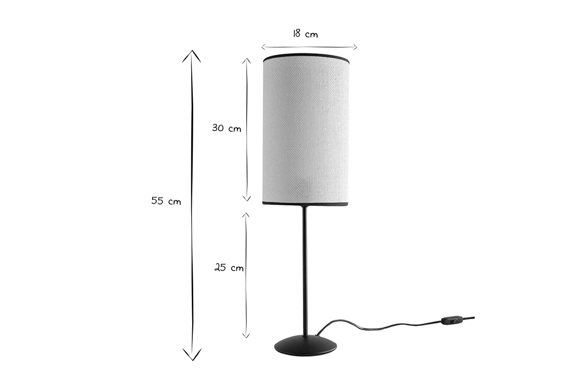 Lmpara de mesa de papel tejido y metal negro ZETA