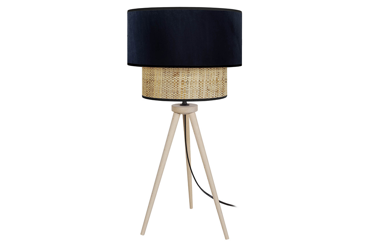 Lmpara de mesa de yute y terciopelo negro CHILL
