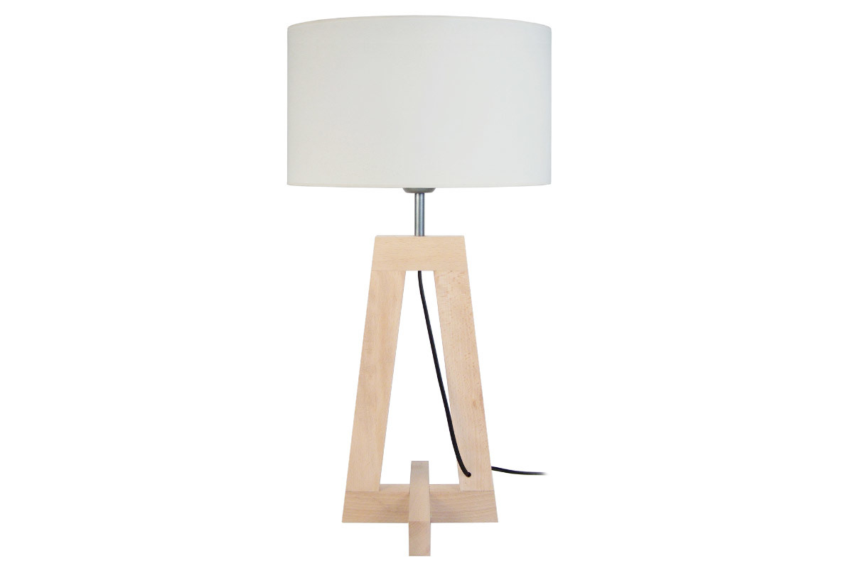 Lmpara de mesa diseo base de madera natural MANON