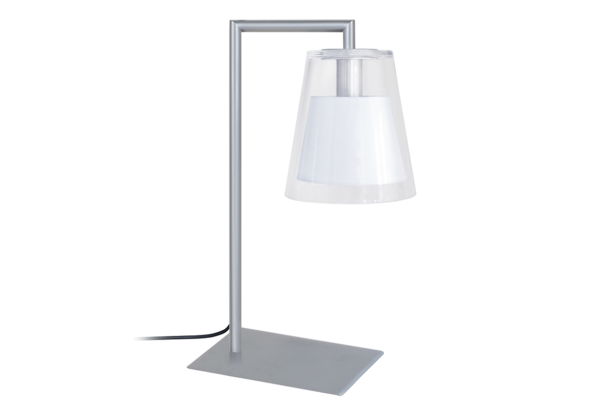 Lmpara de mesa diseo cristal y metal blanco ACROSS