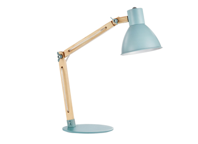 L&aacute;mpara de mesa dise&ntilde;o madera y metal amarilla PIX