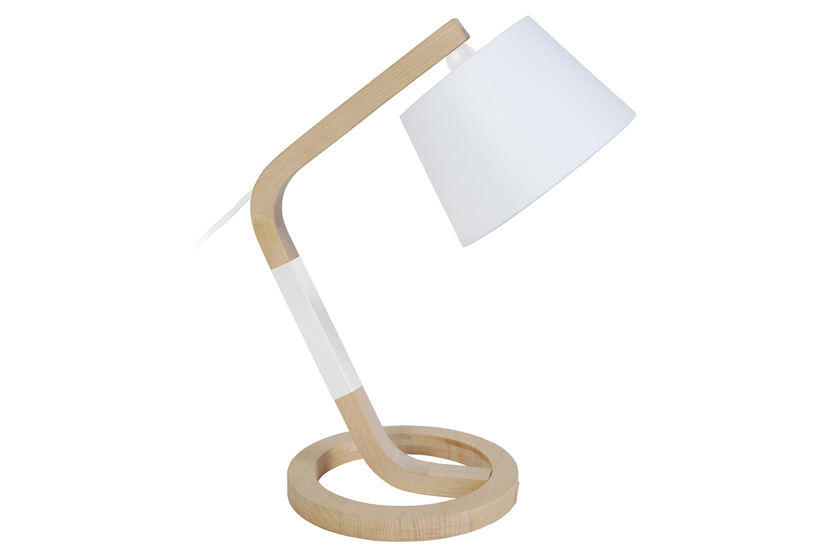 Lmpara de mesa diseo pie crculo madera blanca TWIST