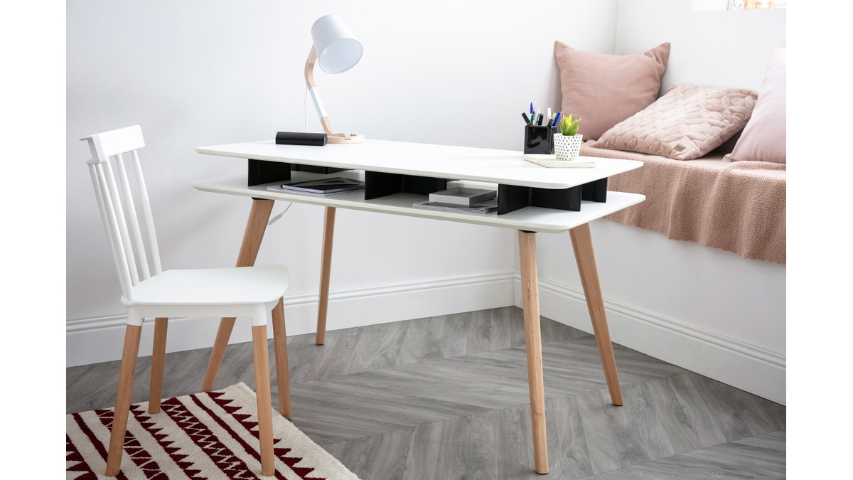 Lmpara de mesa diseo pie crculo madera blanca TWIST