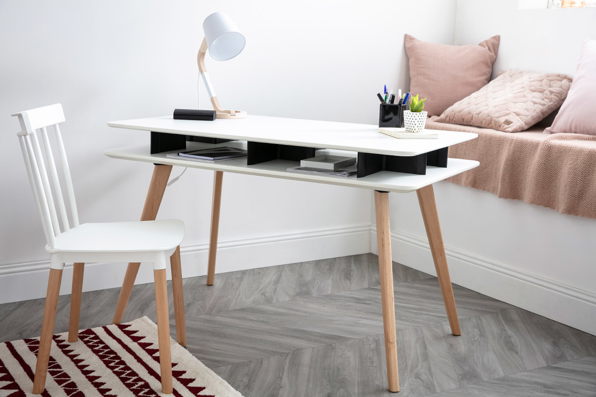 Lmpara de mesa diseo pie crculo madera blanca TWIST