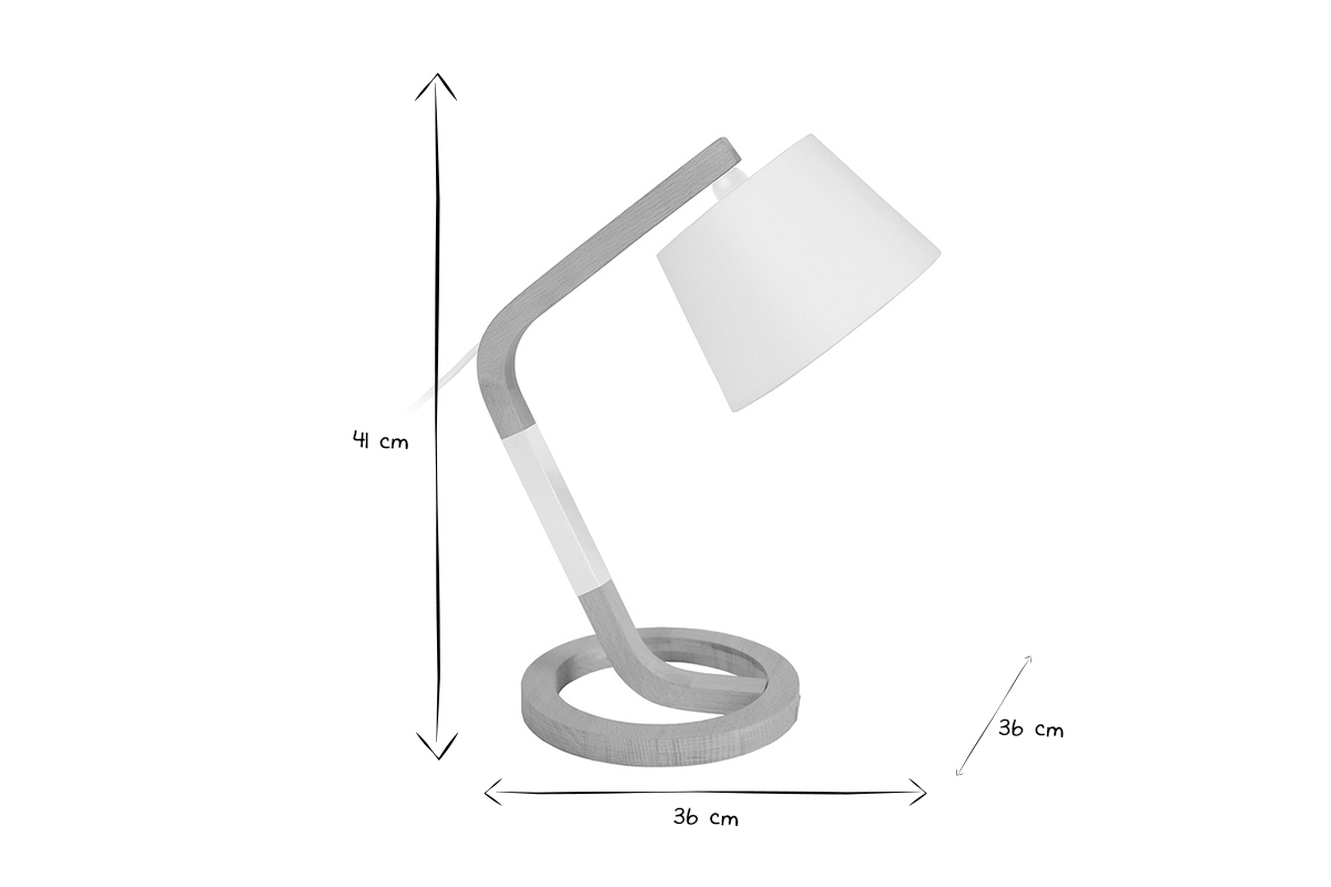 Lmpara de mesa diseo pie crculo madera blanca TWIST