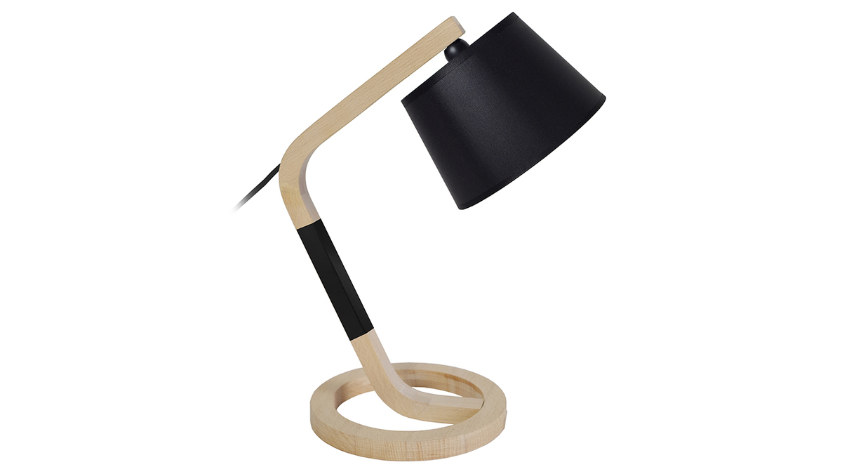Lmpara de mesa diseo pie crculo madera negra TWIST