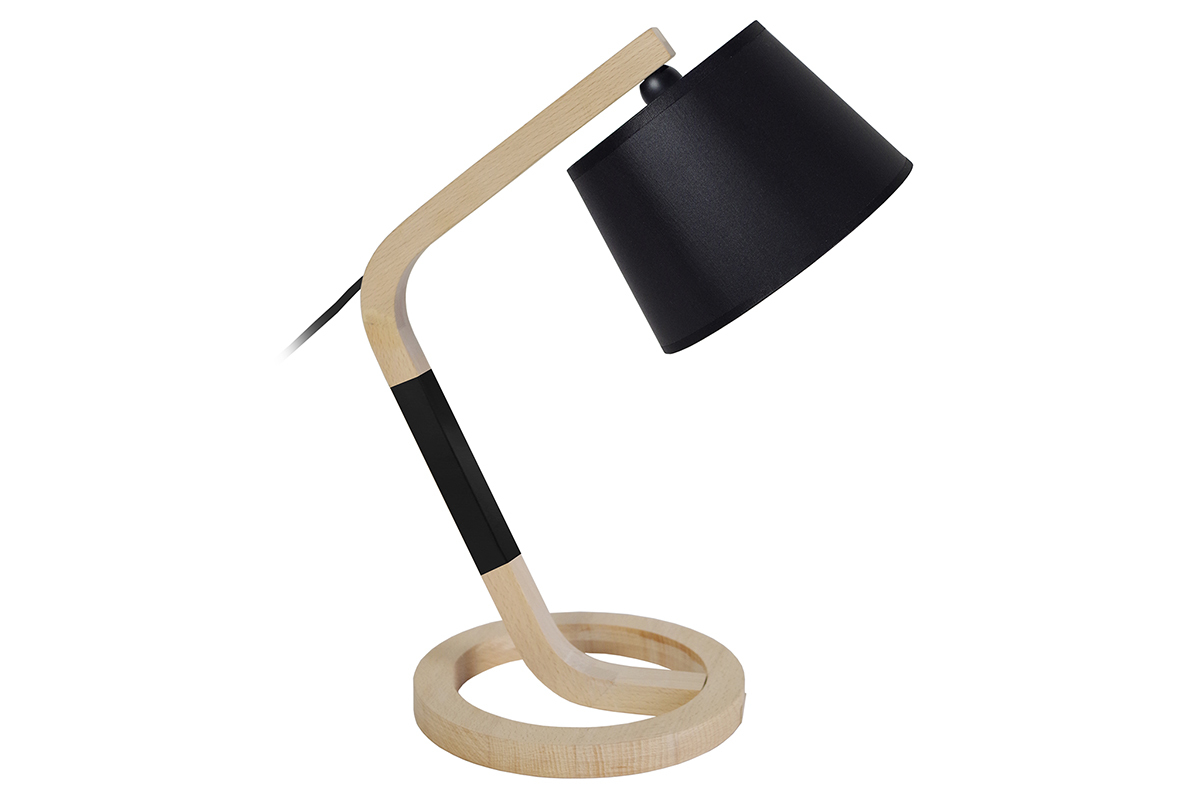 Lmpara de mesa diseo pie crculo madera negra TWIST