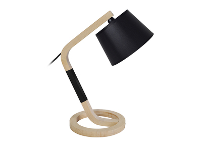 Lámpara de mesa diseño pie círculo madera negra TWIST