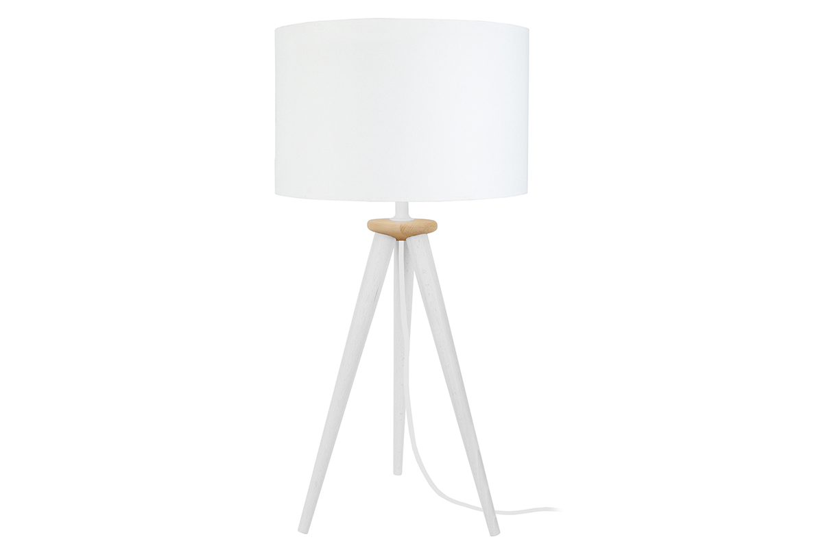 Lmpara de mesa diseo trpode madera blanca TRIPOD