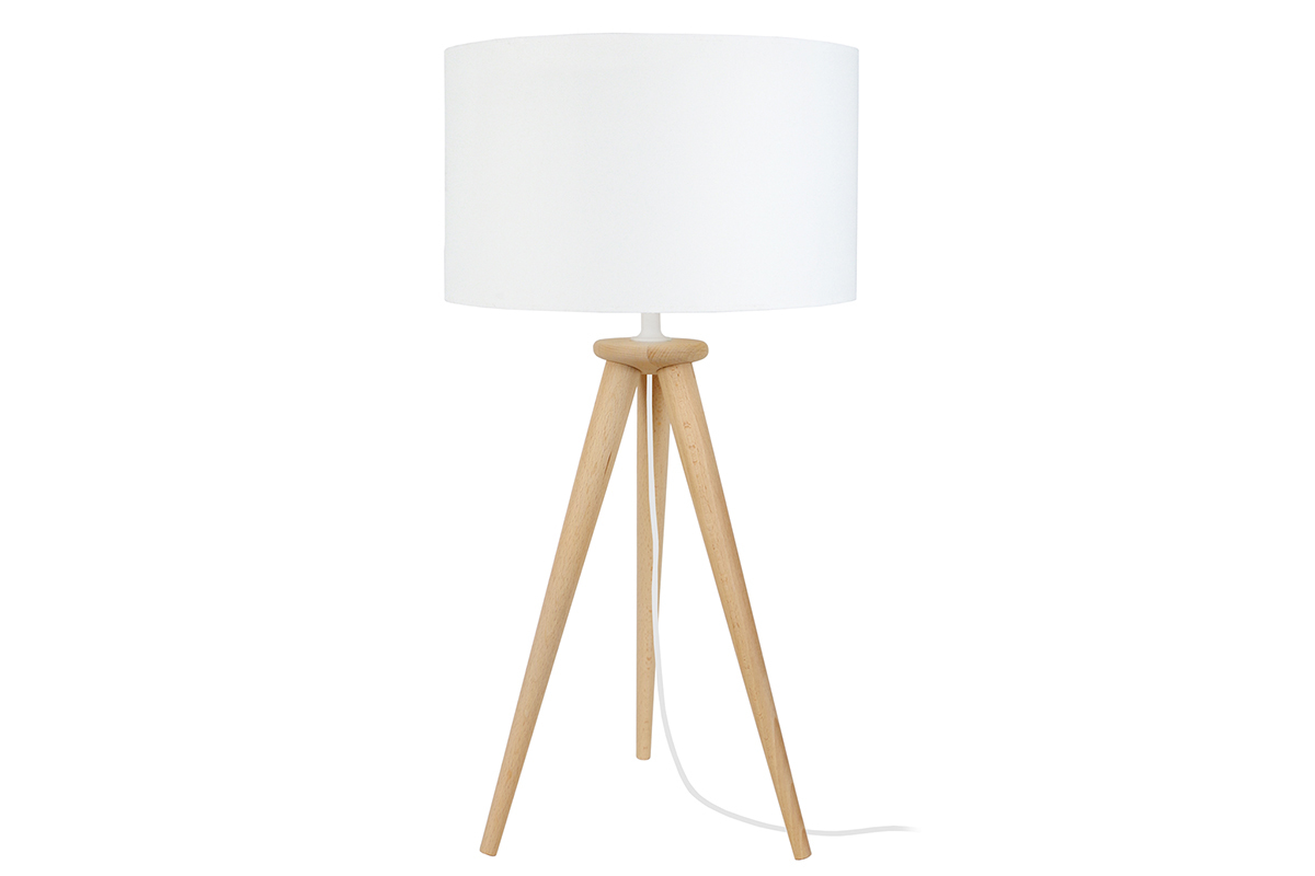 Lmpara de mesa diseo trpode madera natural TRIPOD