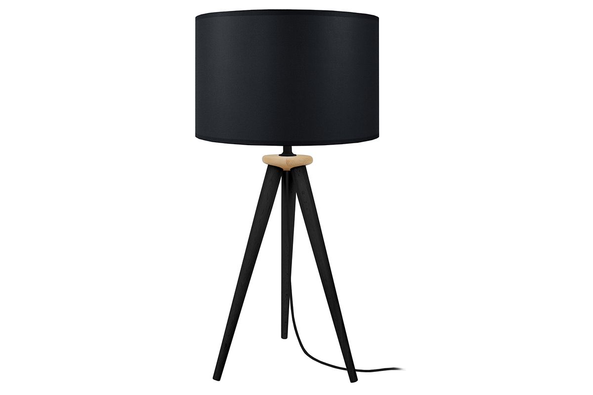 Lmpara de mesa diseo trpode madera negra TRIPOD