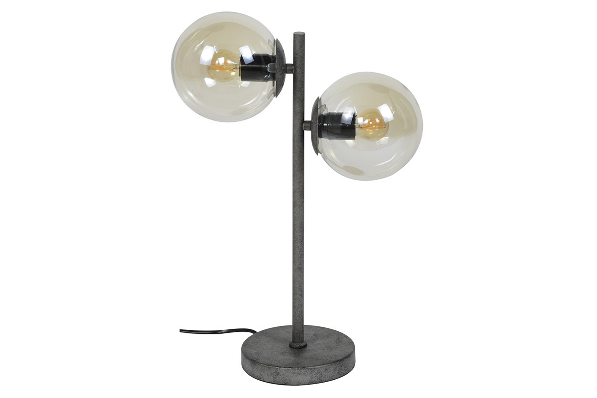 Lmpara de mesa en cristal y metal envejecido GLOB