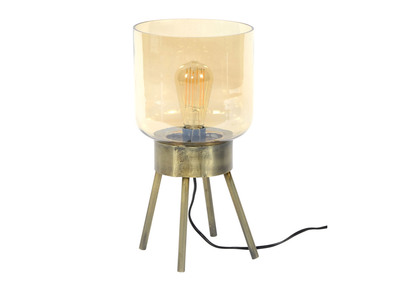 Lámpara de mesa en metal efecto bronce y cristal ambar AMBRE