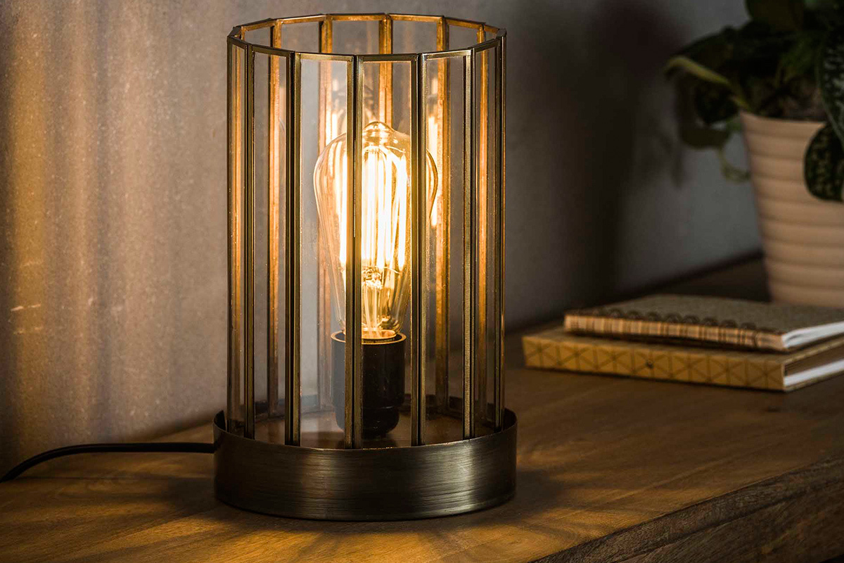 Lmpara de mesa industrial en metal bronce CANOPY