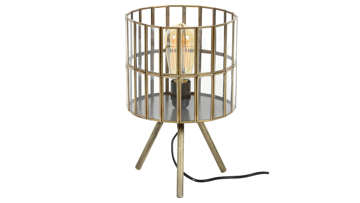 Lámpara de mesa industrial trípode en metal bronce CANOPY