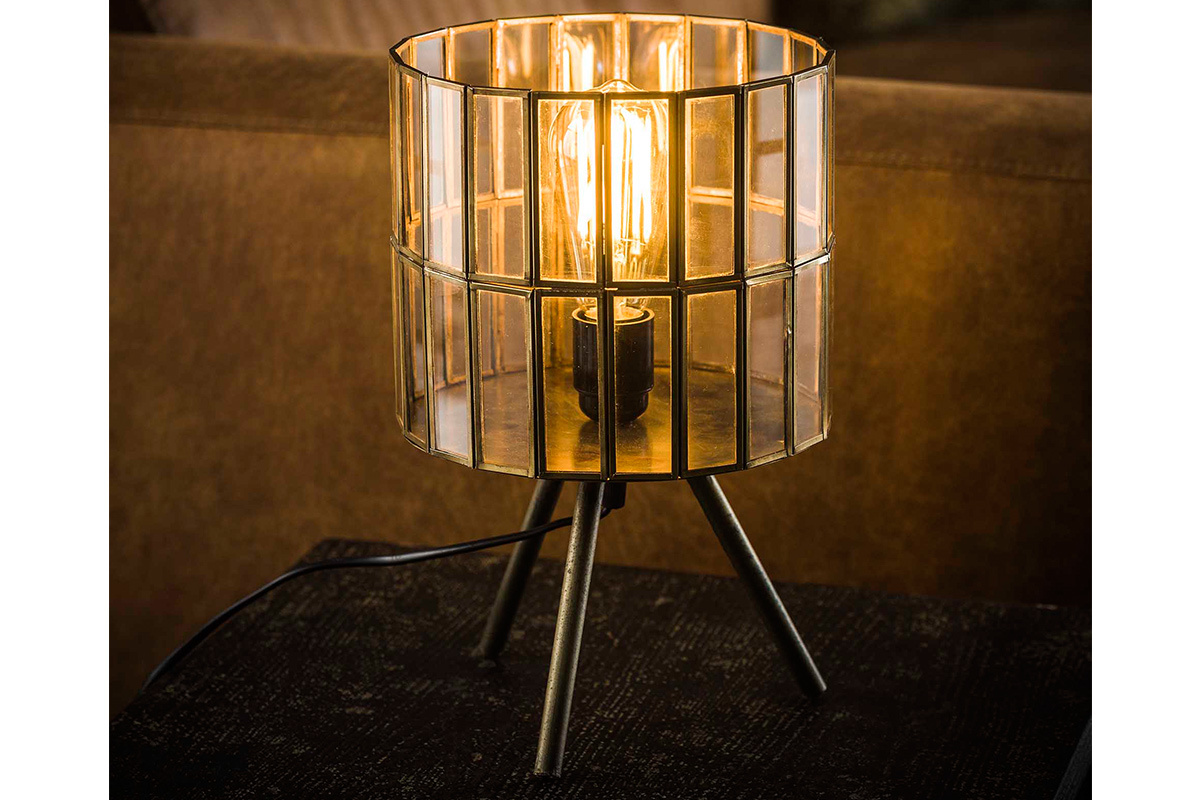Lmpara de mesa industrial trpode en metal bronce CANOPY