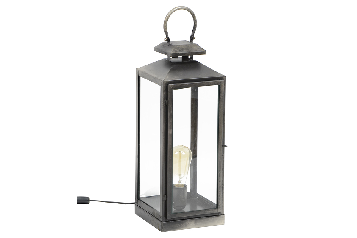 Lmpara de mesa linterna metal envejecido LANTERNA
