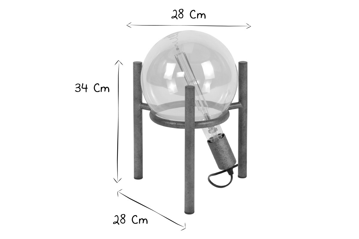 Lmpara de mesa moderna metal metal envejecido MARS