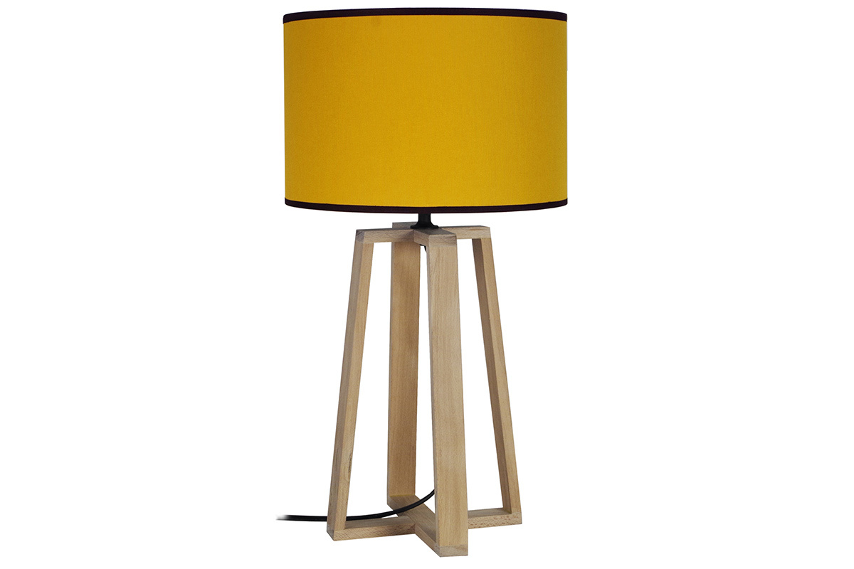 Lmpara de mesa mostaza con patas cruzadas madera MANON