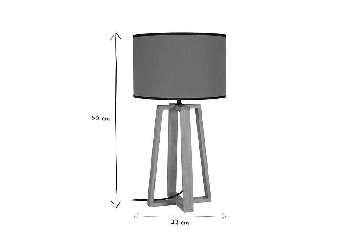 Lmpara de mesa mostaza con patas cruzadas madera MANON