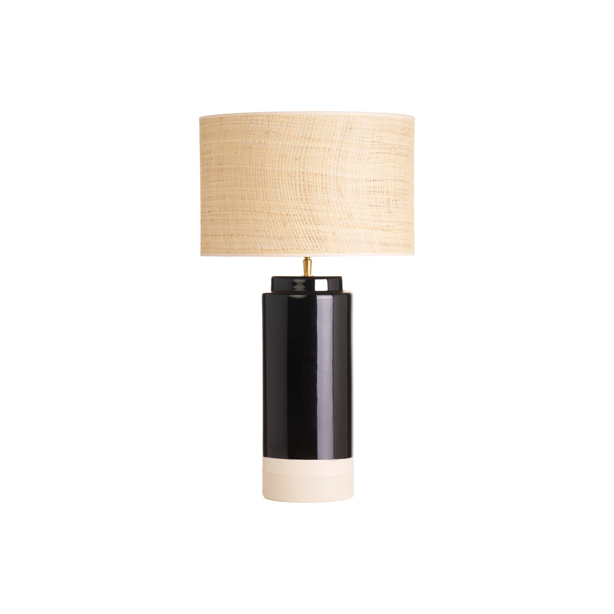 Lámpara de mesa negra de cerámica y pantalla de rabane H64 cm MAJES