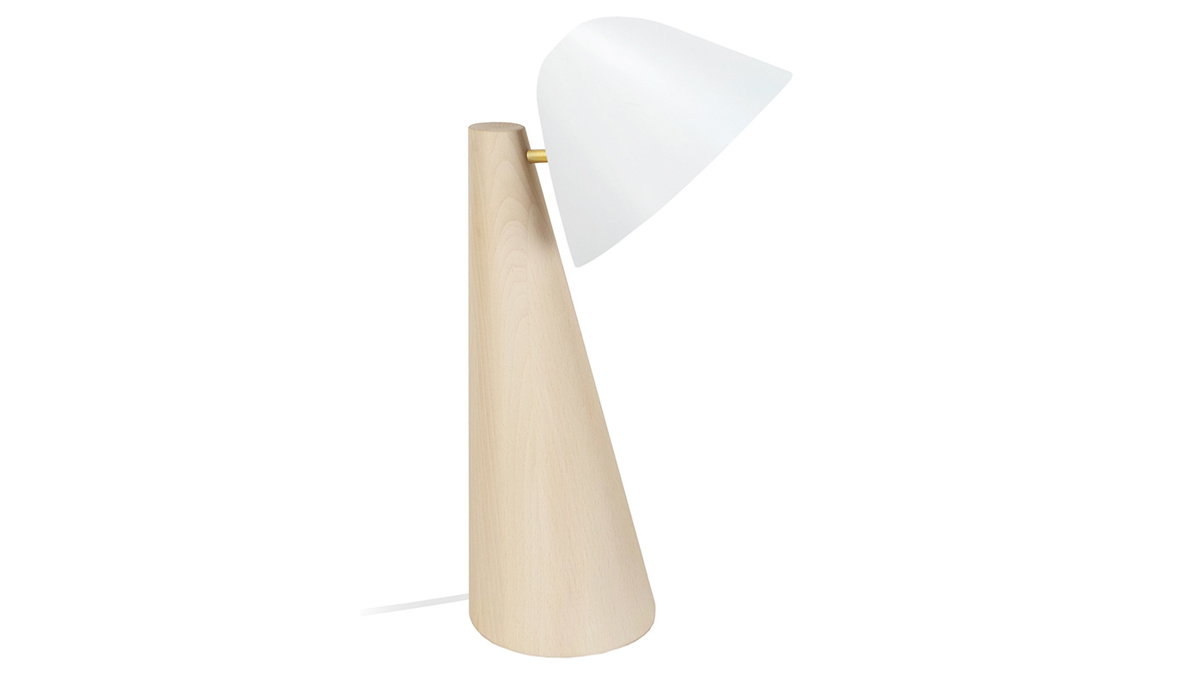 Lámpara de mesa nórdica madera clara y blanco FARO