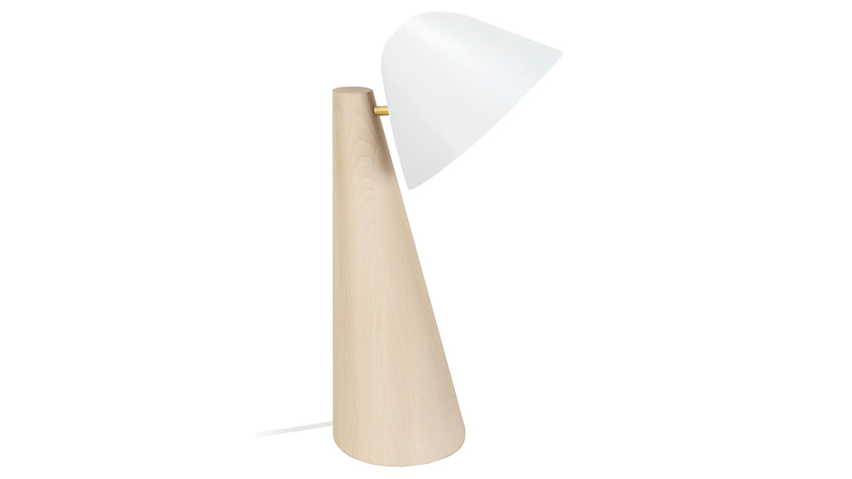 Lmpara de mesa nrdica madera clara y blanco FARO